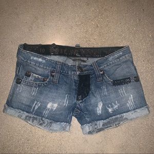 Philipp plein distressed blue denim jean shorts